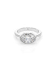 14k Oval East West Bezel Pave Ring