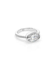 14k Oval East West Bezel Pave Ring