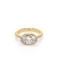 14k Oval East West Bezel Pave Ring