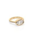 14k Oval East West Bezel Pave Ring