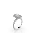 14k Emerald Cut Triple Pave Ring