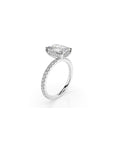 14k Emerald Cut Solitaire Pave Band | Hidden Halo