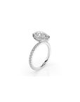 14k Pear Cut Solitaire Pave Band | Hidden Halo