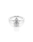 14k Pear Cut Solitaire Ring | Hidden Halo