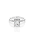 14k Emerald Cut Solitaire Pave Band | Hidden Halo