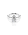14k Pear Cut Solitaire Pave Band | Hidden Halo