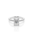 14k Radiant Solitaire Pave Band | Hidden Halo