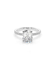 14k Cushion Cut Solitaire Pave Band | Hidden Halo