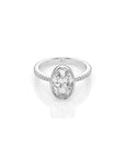 14k Oval Pave Bezel Ring