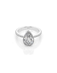 14k Pear Shape Pave Bezel Ring