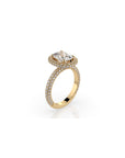 14k Cushion Cut Triple Pave Ring