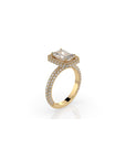 14k Emerald Cut Triple Pave Ring