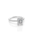 14k Emerald Cut Solitaire Pave Band | Hidden Halo