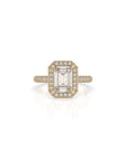 14k Emerald Cut Triple Pave Ring