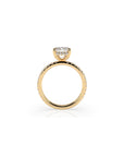 14k Emerald Cut Solitaire Pave Band | Hidden Halo