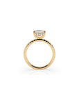 14k Cushion Cut Solitaire Pave Band | Hidden Halo