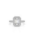 14k Emerald Cut Triple Pave Ring
