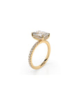 14k Emerald Cut Solitaire Pave Band | Hidden Halo