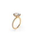 14k Oval Solitaire Pave Band | Hidden Halo