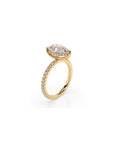 14k Pear Cut Solitaire Pave Band | Hidden Halo