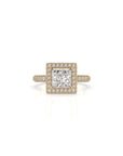 14k Princess Cut Triple Pave Ring