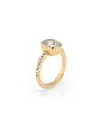 14k Cushion Pave Bezel Ring