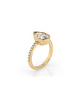 14k Pear Shape Pave Bezel Ring