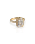14k Emerald Cut Triple Pave Ring