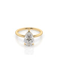 14k Pear Cut Solitaire Ring | Hidden Halo