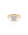 14k Princess Cut Solitaire Ring | Hidden Halo