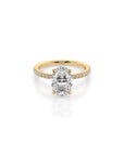 14k Oval Solitaire Pave Band | Hidden Halo