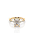 14k Radiant Solitaire Pave Band | Hidden Halo
