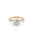 14k Round Solitaire Pave Band | Hidden Halo