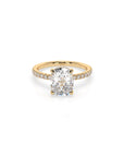 14k Cushion Cut Solitaire Pave Band | Hidden Halo