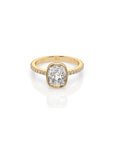 14k Cushion Pave Bezel Ring