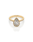 14k Pear Shape Pave Bezel Ring