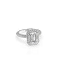 14k Emerald Cut Triple Pave Ring