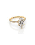 14k Marquise Solitaire Pave Band | Hidden Halo