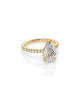 14k Pear Cut Solitaire Pave Band | Hidden Halo