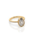 14k Pear Shape Pave Bezel Ring