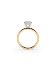 14k Emerald Cut Solitaire Pave Band | Hidden Halo
