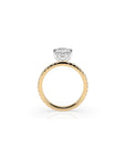 14k Cushion Cut Solitaire Pave Band | Hidden Halo