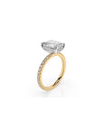 14k Emerald Cut Solitaire Pave Band | Hidden Halo