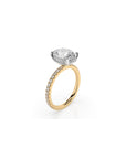 14k Oval Solitaire Pave Band | Hidden Halo