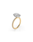 14k Pear Cut Solitaire Pave Band | Hidden Halo