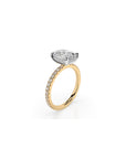 14k Cushion Cut Solitaire Pave Band | Hidden Halo