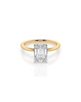 14k Emerald Cut Solitaire Ring | Hidden Halo