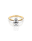 14k Pear Cut Solitaire Pave Band | Hidden Halo