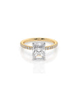 14k Radiant Solitaire Pave Band | Hidden Halo