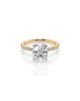 14k Cushion Cut Solitaire Pave Band | Hidden Halo